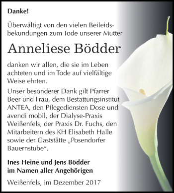 Traueranzeige von Anneliese Bödder von WVG - Wochenspiegel NMB / WSF / ZTZ
