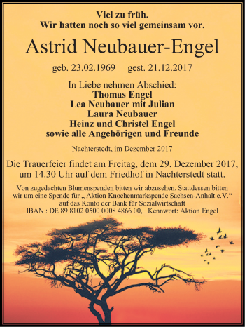 Traueranzeige von Astrid Neubauer-Engel von Mitteldeutsche Zeitung
