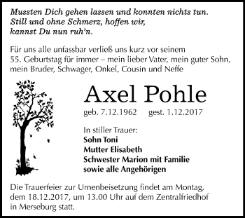 Traueranzeige von Axel Pohle von Mitteldeutsche Zeitung