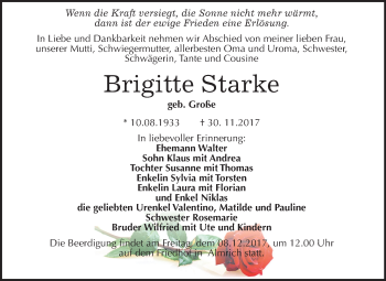 Traueranzeige von Brigitte Starke von Mitteldeutsche Zeitung