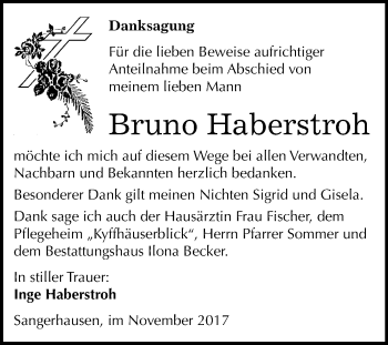 Traueranzeige von Bruno Haberstroh von Mitteldeutsche Zeitung