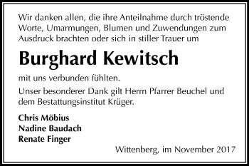 Traueranzeige von Burghard Kewitsch von Mitteldeutsche Zeitung