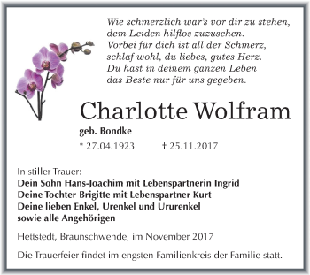 Traueranzeige von Charlotte Wolfram von Mitteldeutsche Zeitung