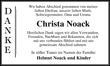 Traueranzeige von Christa Noack von Mitteldeutsche Zeitung Dessau-Roßlau