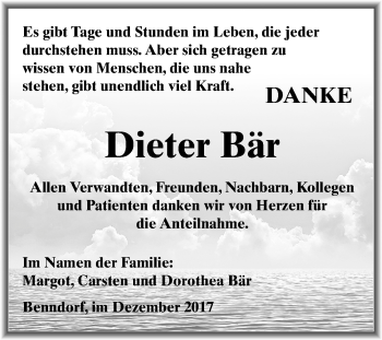 Traueranzeige von Dieter Bär von Mitteldeutsche Zeitung