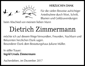 Traueranzeige von Dietrich Zimmermann von Mitteldeutsche Zeitung Aschersleben