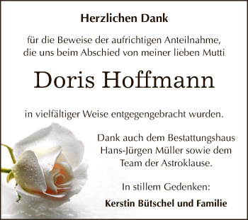 Traueranzeige von Doris Hoffmann von Super Sonntag Aschersleben