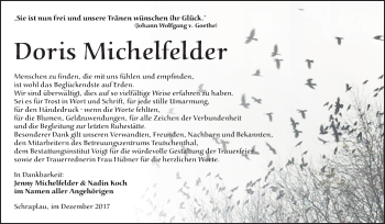 Traueranzeige von Doris Michelfelder von Mitteldeutsche Zeitung