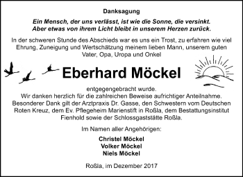 Traueranzeige von Eberhard Möckel von Mitteldeutsche Zeitung Sangerhausen