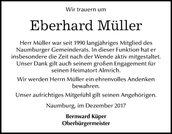Traueranzeige von Eberhard Müller von Mitteldeutsche Zeitung