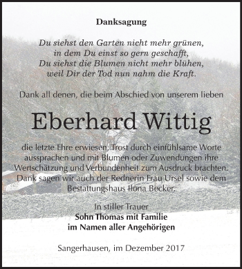 Traueranzeige von Eberhard Wittig von Mitteldeutsche Zeitung