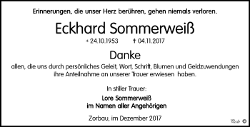 Traueranzeige von Eckhard Sommerweiß von Mitteldeutsche Zeitung Weißenfels