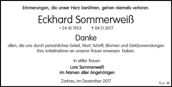 Traueranzeige von Eckhard Sommerweiß von WVG - Wochenspiegel NMB / WSF / ZTZ
