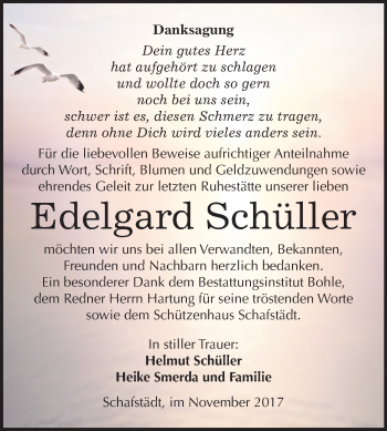 Traueranzeige von Edelgard Schüller von Mitteldeutsche Zeitung