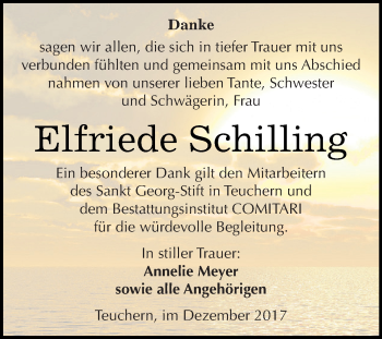 Traueranzeige von Elfriede Schilling von WVG - Wochenspiegel NMB / WSF / ZTZ