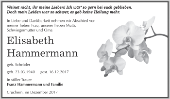Traueranzeige von Elisabeth Hammermann von Super Sonntag Bernburg