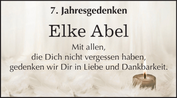 Traueranzeige von Elke Abel von Mitteldeutsche Zeitung Halle/Saalkreis