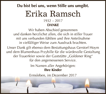 Traueranzeige von Erika Ramsch von Super Sonntag Aschersleben