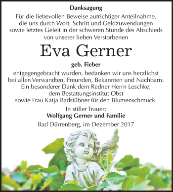 Traueranzeige von Eva Gerner von Mitteldeutsche Zeitung Merseburg/Querfurt