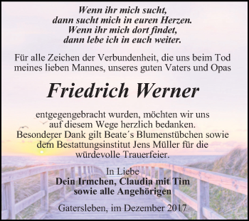 Traueranzeige von Friedrich Werner von Mitteldeutsche Zeitung Aschersleben
