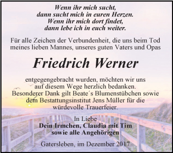 Traueranzeige von Friedrich Werner von Super Sonntag Aschersleben