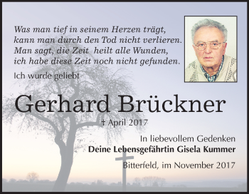 Traueranzeige von Gerhard Brückner von Mitteldeutsche Zeitung Bitterfeld