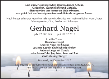 Traueranzeige von Gerhard Nagel von Mitteldeutsche Zeitung