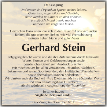 Traueranzeige von Gerhard Stein von Mitteldeutsche Zeitung