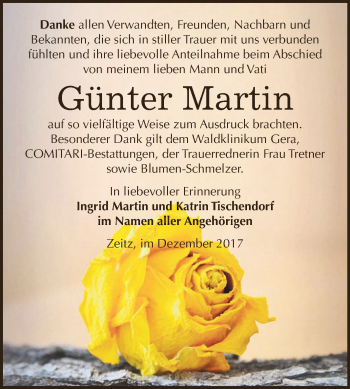 Traueranzeige von Günter Martin von Super Sonntag Zeitz
