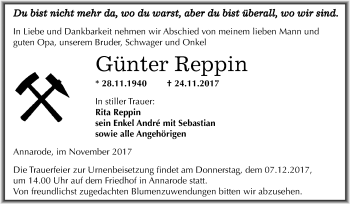 Traueranzeige von Günter Reppin von Mitteldeutsche Zeitung