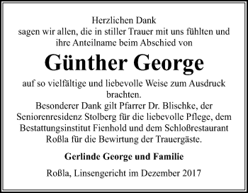 Traueranzeige von Günther George von Mitteldeutsche Zeitung