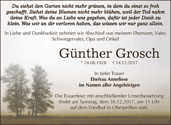 Traueranzeige von Günther Grosch von Super Sonntag Bernburg