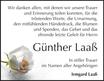 Traueranzeige von Günther Laaß von Mitteldeutsche Zeitung Bernburg