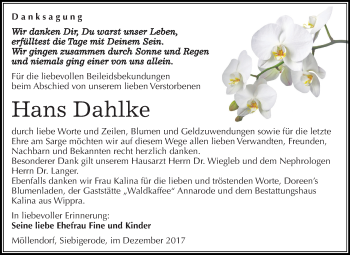 Traueranzeige von Hans Dahlke von Mitteldeutsche Zeitung