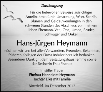 Traueranzeige von Hans-Jürgen Heymann von Mitteldeutsche Zeitung Bitterfeld