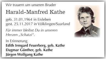 Traueranzeige von Harald-Manfred Kathe von Mitteldeutsche Zeitung Merseburg/Querfurt