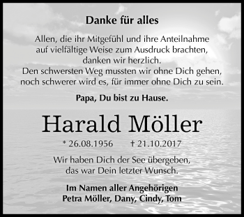 Traueranzeige von Harald Möller von Mitteldeutsche Zeitung Dessau-Roßlau