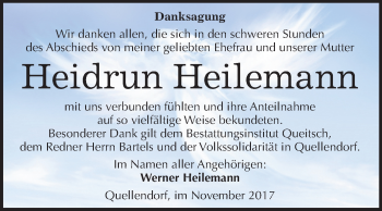 Traueranzeige von Heidrun Heilemann von Mitteldeutsche Zeitung Köthen