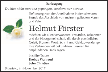 Traueranzeige von Helmut Förster von WVG - Wochenspiegel Bitterfeld