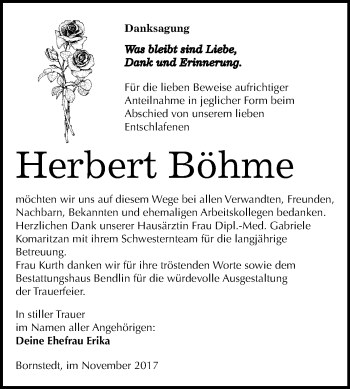 Traueranzeige von Herbert Böhme von Mitteldeutsche Zeitung