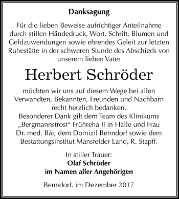 Traueranzeige von Herbert Schröder von Mitteldeutsche Zeitung