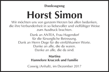 Traueranzeige von Horst Simon von Super Sonntag Wittenberg