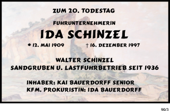Traueranzeige von Ida Schinzel von Mitteldeutsche Zeitung Quedlinburg