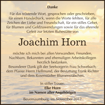Traueranzeige von Joachim Horn von Super Sonntag SGH Mansf. Land
