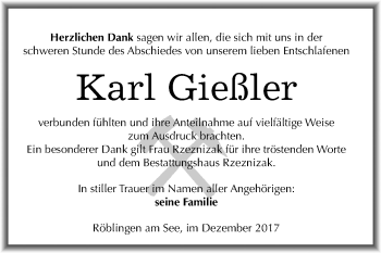 Traueranzeige von Karl Gießler von Mitteldeutsche Zeitung