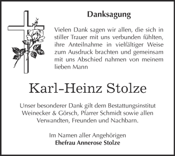 Traueranzeige von Karl-Heinz Stolze von Super Sonntag Bernburg