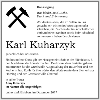 Traueranzeige von Karl Kuharzyk von Mitteldeutsche Zeitung