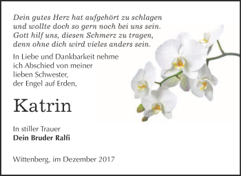 Traueranzeige von Katrin Willenberg von WVG - Wochenspiegel Wittenberg