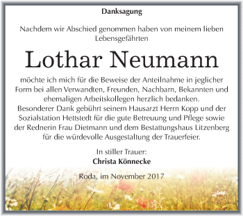 Traueranzeige von Lothar Neumann von Mitteldeutsche Zeitung