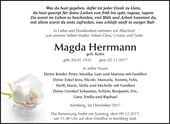 Traueranzeige von Magda Herrmann von Mitteldeutsche Zeitung
